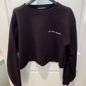 Brandy Melville Black Cropped Crewneck